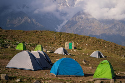 Camping in triund hill top at mckleodganj, dharamshala. one of the beautiful trek of dharamshala.