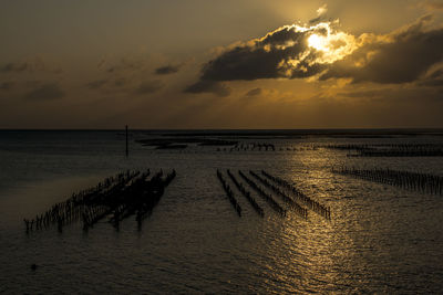 Scenic view of sea against sky during sunset