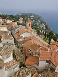 High angle view of townscape against sky