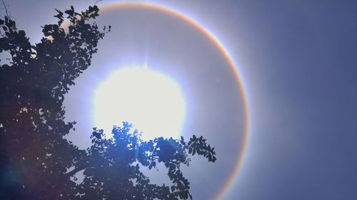 Low angle view of rainbow against sky