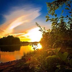 Sunset over lake