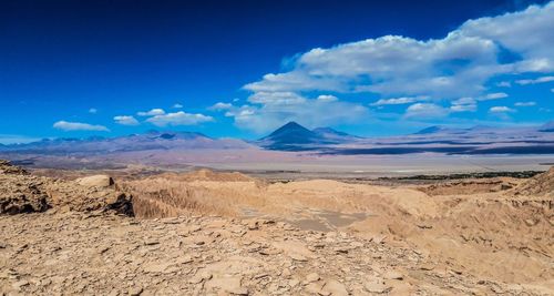 Scenic view of desert against blue sky