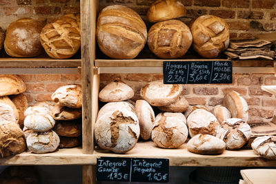 Bread on shelves in store