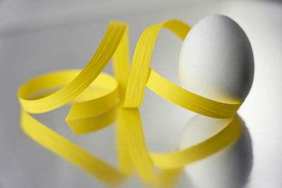 High angle view of yellow pepper on table