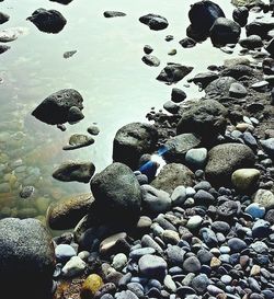 Close-up of pebbles on beach