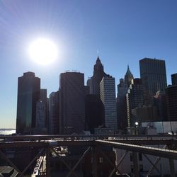 City skyline at sunset