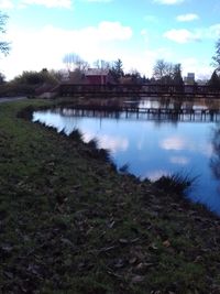 Scenic view of lake against sky