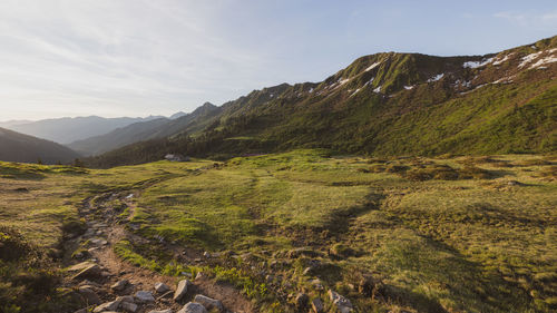 Scenic view of mountains against sky