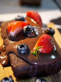 Close-up of strawberries on table