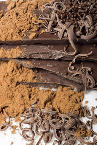 Close-up of chocolate on white background