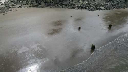 High angle view of water in winter