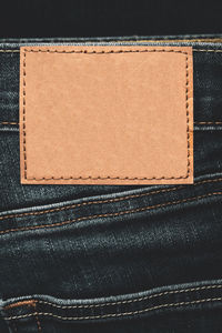 Close-up of label on jeans