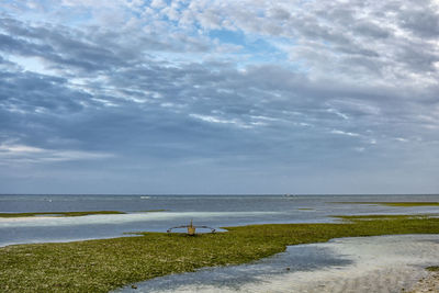 Scenic view of beach against sky