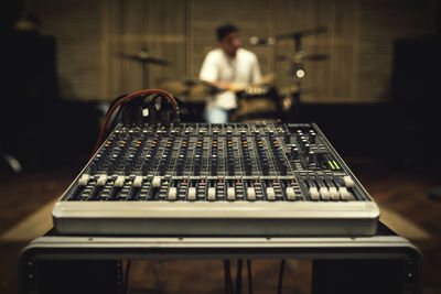 Close-up of sound mixer