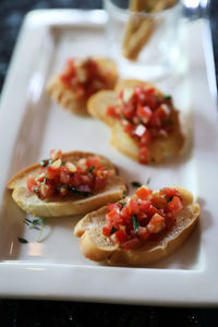 Close-up of served food in plate