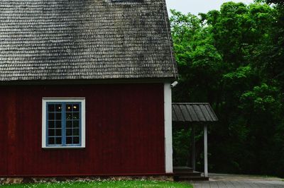 Houses with trees in background