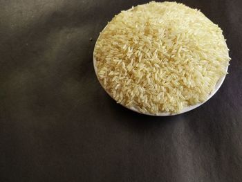 High angle view of bread in bowl on table