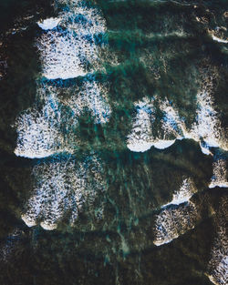 Full frame shot of water on rock at beach