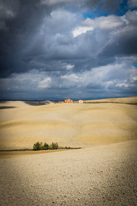 Scenic view of land against sky