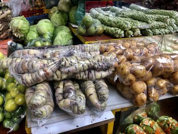 Vegetables for sale at market stall