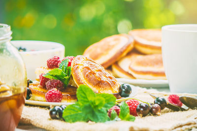 Close-up of food on table