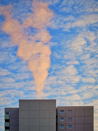 High section of building against blue sky