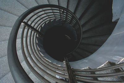 Directly below shot of spiral staircase in building