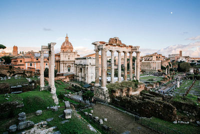 High angle view of historical monuments