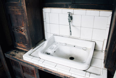 High angle view of bathroom sink