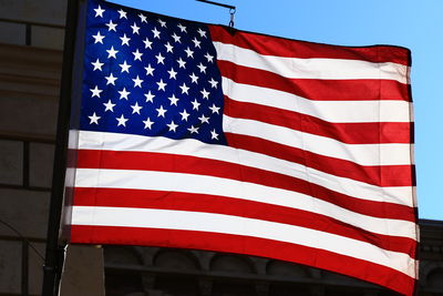 Low angle view of american flag