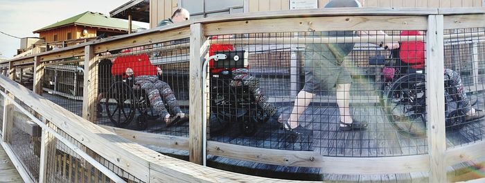 People in front of building