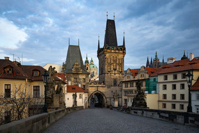 View of buildings in city against sky