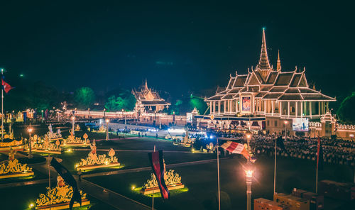 View of illuminated city at night