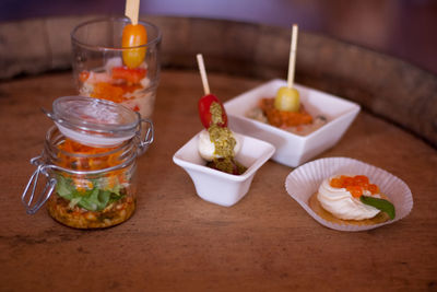 Close-up of juice served on table