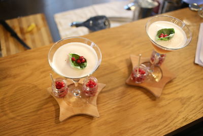 High angle view of food on table