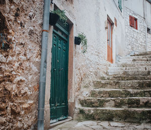 Closed door of old building