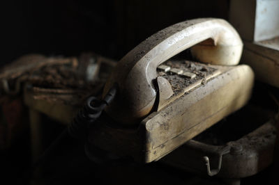 Close-up of old telephone