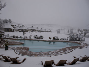 Scenic view of swimming pool against clear sky