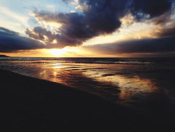 Scenic view of sunset over sea