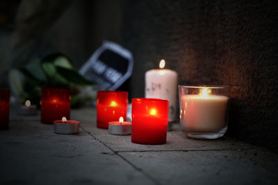 Close-up of illuminated candles