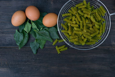 High angle view of food on table