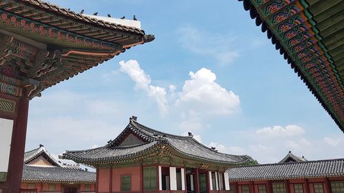 Low angle view of gyeongbokgung against sky