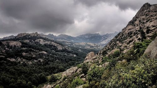 Mountain peaks and fog