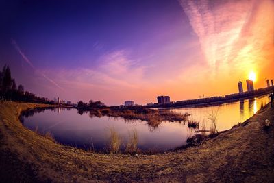 Sunset over calm sea