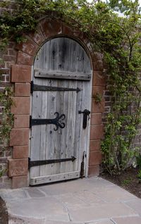 Closed door of old building