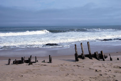 Scenic view of beach against sky