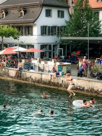 People swimming in pool