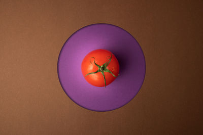 High angle view of orange fruit on table