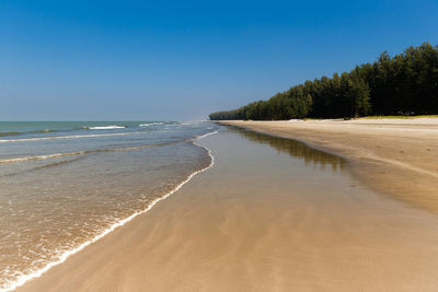 Scenic view of beach against clear sky