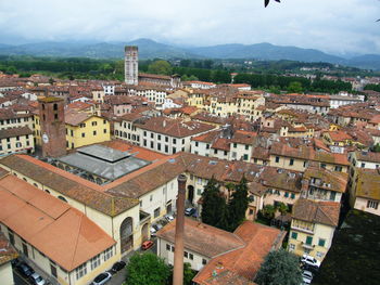 High angle view of townscape against sky